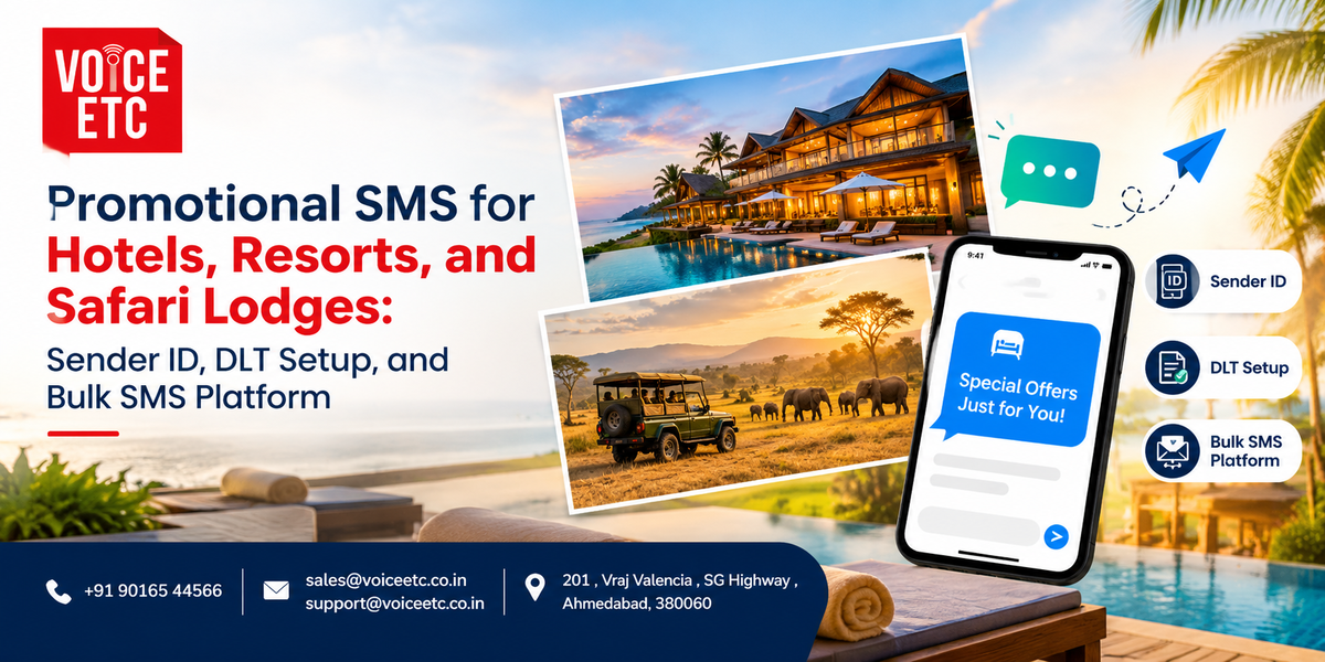 Promotional SMS for hotels, resorts and safari lodges with DLT sender ID setup by Voice ETC